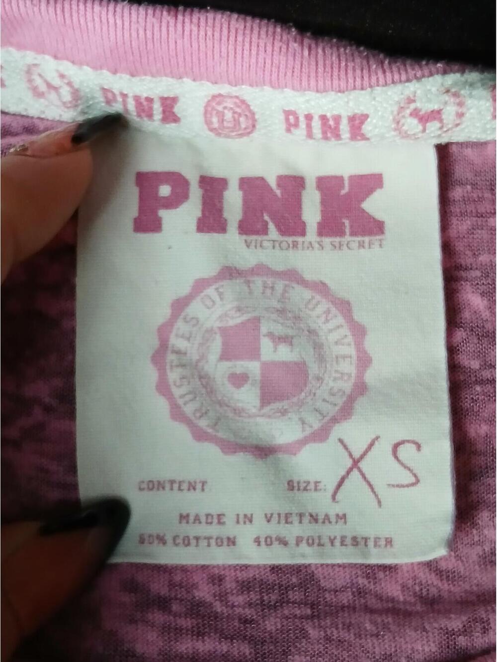 Vintage PINK Victoria's Secret Burnout Tee Size XS Y2K McBling 2007 E/44 - Picture 5 of 6